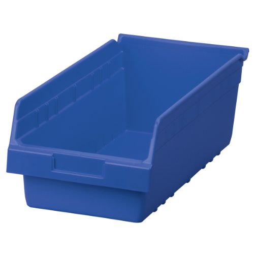 Akro-Mils 30088 Caixa de armazenamento de prateleira de ninho de plástico, azul, e 40050 Divisor de plástico de largura transversal para 30080, 30088, 30084 BINS de armazenamento de caixa de prateleira, preto,