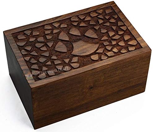 StarIdiaCraft Rosewood Pet Urn Memorial de estimação pacífico de animais de estimação Urna - Uma urna de cremação à mão perfeita para cães, gatos - animais de estimação, urnas de lembrança para cinzas, urna de enterro de madeira