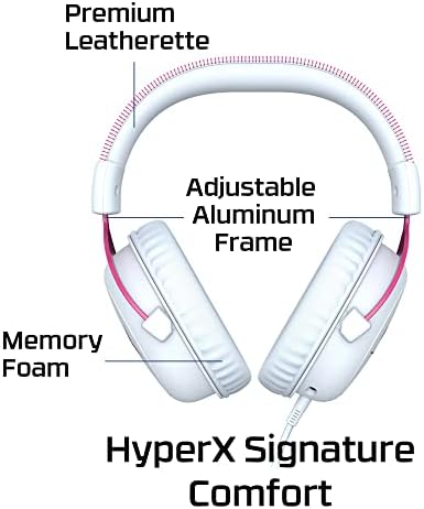 Hyperx Cloud II - fone de ouvido para jogos, 7,1 SIRONGRUITO VIRTUAL - Microfone de condensador USB White/Pink & Quadcast S - RGB USB