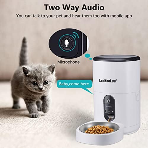Alimentador automático de cães HD 1080p Câmera alimentadores de gatos 6L Wi -Fi Smart Pet Alimentador com Configurações do Timer de Controle de Aplicativo Dispensar Alimentos Bidirecionados de Audio Alertas de Detecção de Movimento