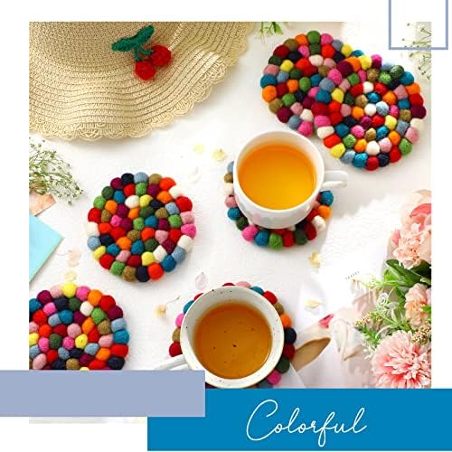 6 peças Ball Coasters lã coloridas coloridas montanhas -russas para bebidas acessórios de porta -copos
