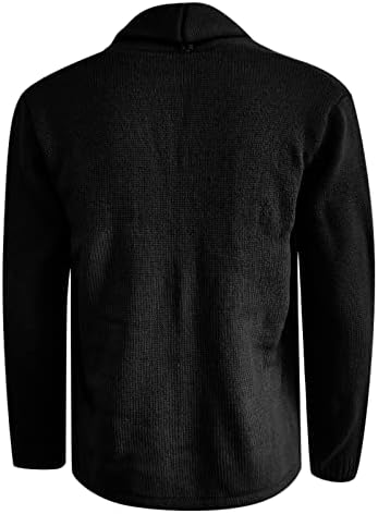 Mens Sweater de inverno moda xale de gola de gola de gola cardigan suéter casual manga longa casaca de tricô de cor sólida