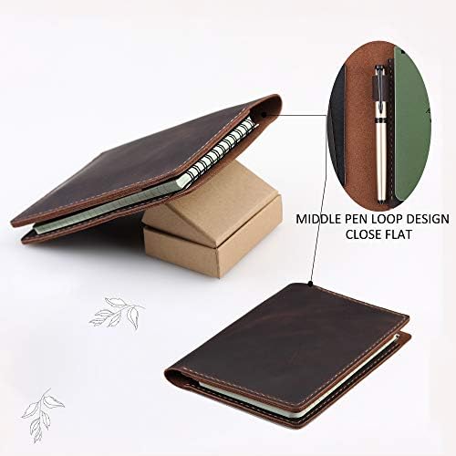 Capa de couro compatível com rito nos mini -cadernos Rain & Rocketbook, capa de caderno em espiral superior, capa
