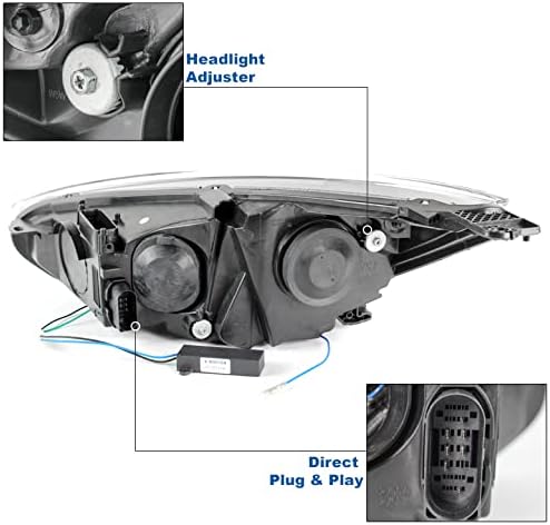 ZMAUTOPTS LED FARÇO DE PROJECIDO SEQUENCIAL BLACK W/6.25 DRL branco compatível com 2015-2018 Ford Focus S/SE/ST