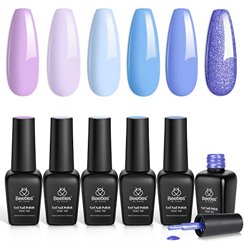 Kit de esmalte em gel de besouros Kit de esmalte da primavera Cores do verão, coleção estética sonhadora 6pcs gel