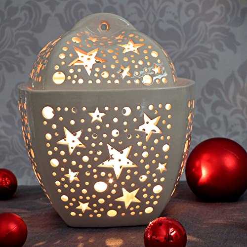 Tigela de frutas em cerâmica com estrela de natal, jarra de doces artesanal para decoração de casa de férias