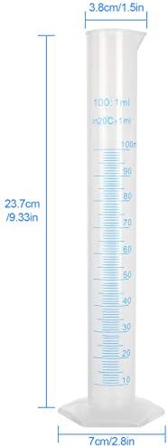 Laniakea plástico graduado cilindro 100ml, 10 pacote de plástico de plástico Cilindro graduado de 2 lados de 2 lados ciência