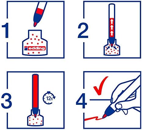 Edding 30 marcador de papel brilhante - vermelho - 1 marcador permanente à prova d'água - NIB redonda 1,5-3 mm - cores vibrantes -