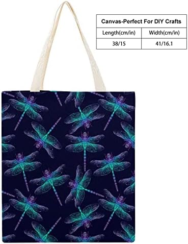 Aurora Dragonfly Canvas Tote Bag reutilizável bolsa de compras com alças para homens 38x41cm