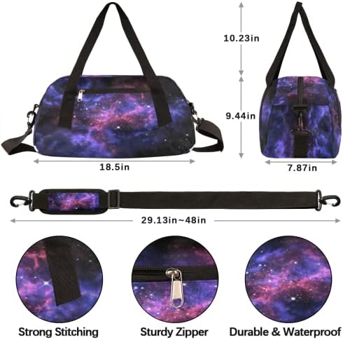 Universo Galaxy Star Space Gym Bag para homens, Small Duffel Bag para escapadela esportiva durante a noite Bag leve