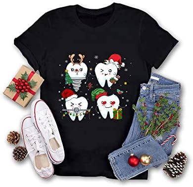 Higienista dental de rena de dentes do dentista, camisa de férias engraçada, camisa de Natal dental, presentes dentários
