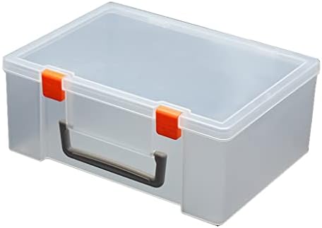 Caixa de armazenamento espessado de plástico transparente, com tampa e alça articulada, 9.6x6.9x3.9inChes Storage Storage