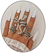 Dexkwen 4/5pcs anéis de articulações de cobra vintage para mulheres Snake Punk Open Rings Ajusta Ajusta Gótica Anéis Serpentes de Répteis para Jóias