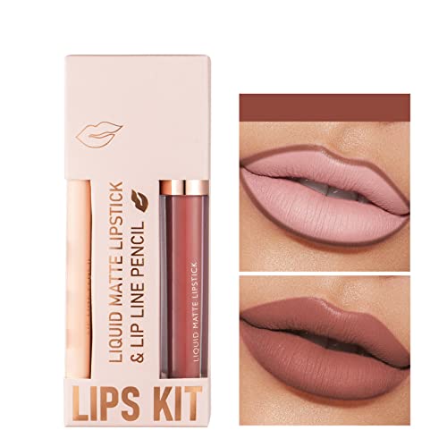 Lipstick de chocolate Non Stick Copo Lipliner Combinação de lipliner conjunto Lipstick Velvet Lipliner integrado