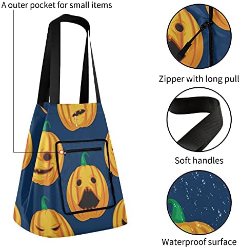 Pumpkin Happy Halloween Bolsa de ombro dobrável Bag reutilizável Bolsa de mercearia pesada bolsa de bolsa de bolsa para viagem