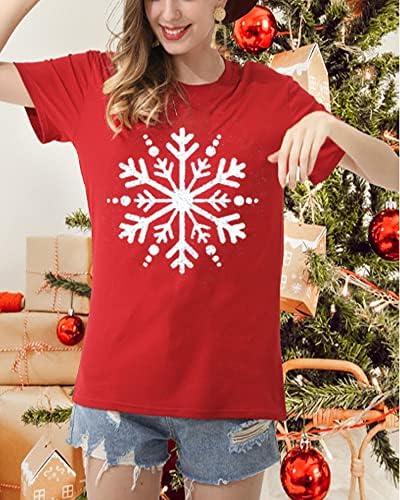 Camisas de Natal para mulheres fofas camisas gráficas de floco de neve