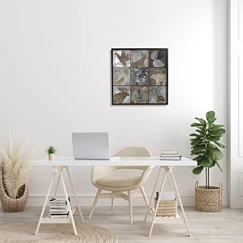 Stuell Industries Collage Rustic Woodland Animal Square Forest Brown Gray, projetada por Sophie 6 Black Framed Wall