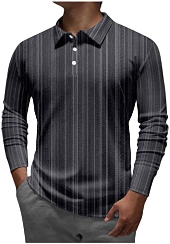 Camisas pólo para homens de lapela masculina de manga longa Top casual top solto camisa de camisa esportiva