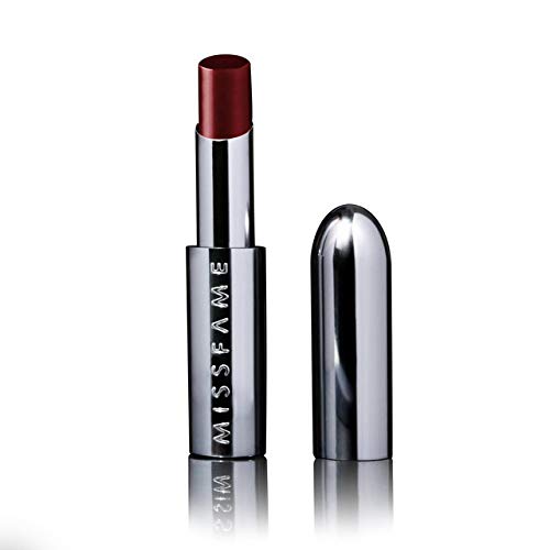 Miss Fame Lipvoyeur Creme Lipstick - Cor de lábio vermelho profundo - óleo de abacate hidratante, acabamento duradouro e cremoso | Perfeito para mulheres, homens, maquiadores e entusiastas de arrasto