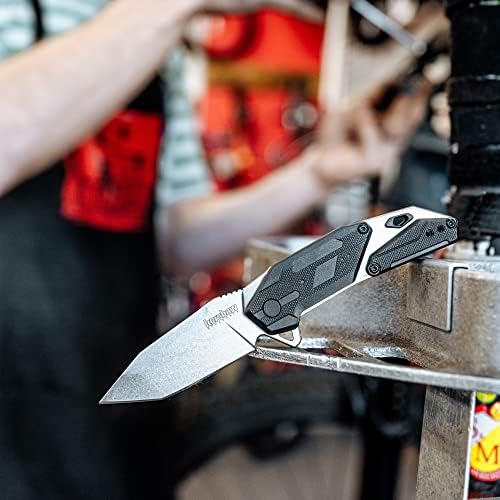 Kershaw jetpack dobrando faca de bolso, abertura de speedsafe, lâmina prateada de 2,75 polegadas com alça preta, bolso clipe