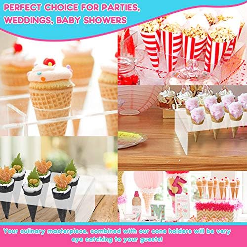 Suporte de casquinha de sorvete transparente com 10 buracos, cones acrílicos exibem rack para candy hand sushi roll sweets