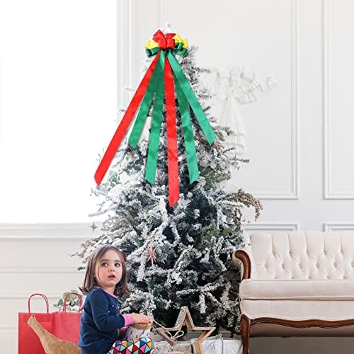 Natal Big Cor Bow Christmas Tree Top Spell Ribbon Bow Christmas Ornamento Decorações de festa Pizza Ornament
