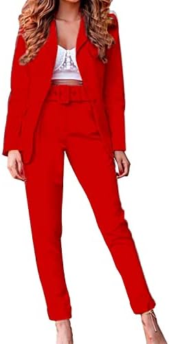 Fall Mulheres roupas de manga comprida Blazer de cintura alta Fluorescente Terno Ponta de lápis Mulheres de terno casual youeneom