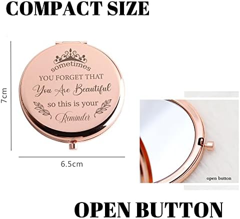 Presentes espelhados compactos para mulheres - espelho compacto de ouro rosa, presentes inspiradores para mamãe/filha/sobrinha/tia/irmã/amigos/professor/colegas