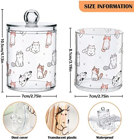 Sletendend 2 embalagem Plástico Qtips Pouco de gato Cat Cartoon Banheiro Recipiente de armazenamento Jarra de recipiente