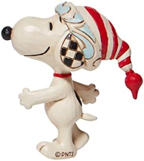 Amendoins Enesco de Jim Shore Snoopy com uma estatueta em miniatura de Natal, 3 polegadas, multicolorida