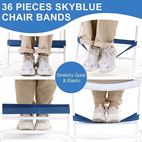 36 PCs Blue Chair Bands Fidget Chair Bands para crianças com bandas de cadeira de pés inquietos faixas de borracha para cadeira