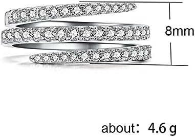 Cuteshop 925 Sterling prata brilhante anel de diamante completo de três fileiras de zirconia cúbica anéis de coquetel cz diamante anel