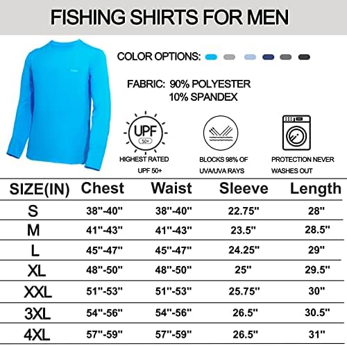 Camisas de pesca de atum para homens de manga longa UPF 50+ UV Proteção solar Rash guarda