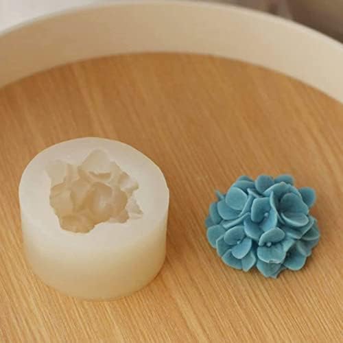 Molde de vela de flor de hidrangea topys, molde de sabão artesanal de flor 3D para fondant de fondant handmade loção