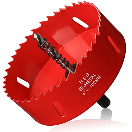 Serra de orifício de 4 ”para madeira, HSS Bi-Metal Hole Cutter com broca piloto para madeira compensada, cornhole, teto e