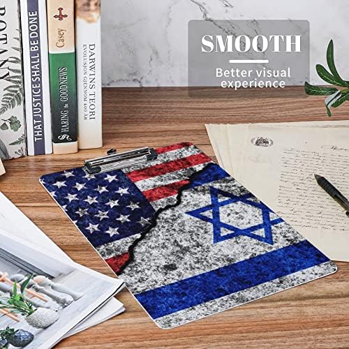 EUA e Israel em uma prancha de letra de transferência de moda rachada clipboards decorativas com clipe de metal de