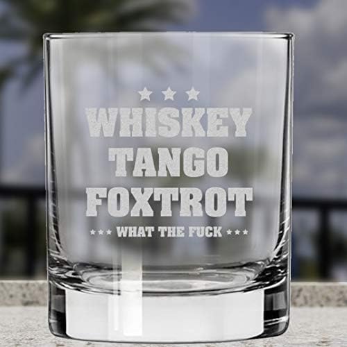 Lucky Shot Tango Foxtrot - Jargão Militar | Vidro escocês de uísque em copo 11 oz. | ROVA VEITOS DE UNSO A VEITO VELHO | Glass clássicas de rochas lowball | Presente engraçado de copo