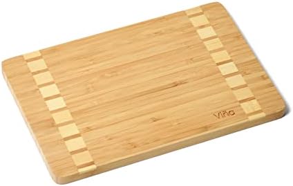 Placa de corte de bambu premium de Tirrinia - tábua de corte de cozinha reversível grossa para vegetais de frutas de carne, com padrão quadriculado, ecológico, médio 12 ”x 8”