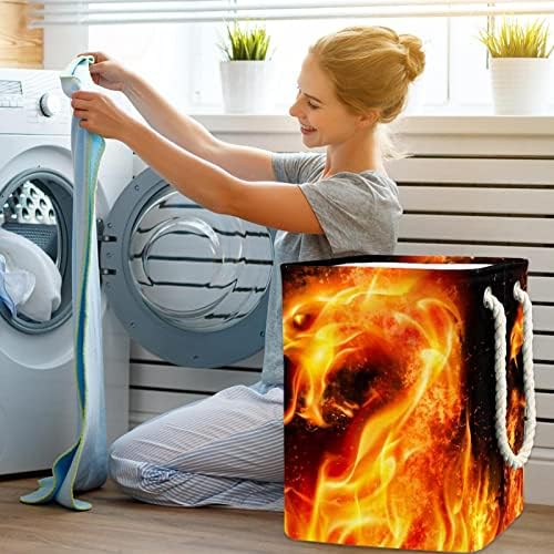 Inomer abstrato incêndio dragão cabeça grande cesto de roupa de roupa prejudicável a água para roupas de roupas para roupas