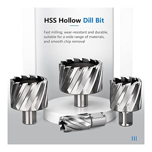 1PCS HSS Anular Cutter Core Drill Bit 19mm Weldon Shank Hollow Brill Bit Hole Cutter para Ferramenta de Metal Cutter, 60x35mm