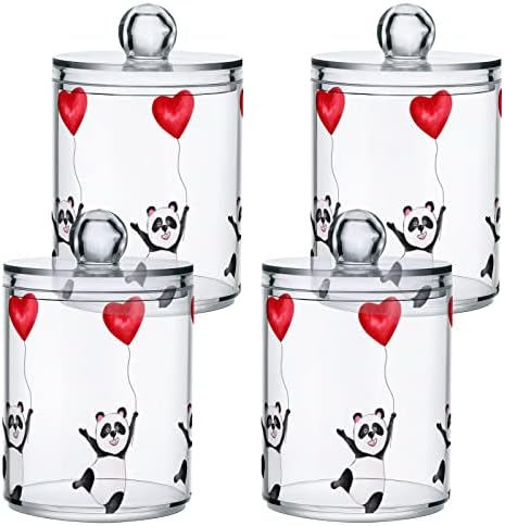 Yyzzh aquarela panda voador coração balão dos namorados Dia 4 Distribuidor QTIP de pacote para algodão Floss Round Pads Floss