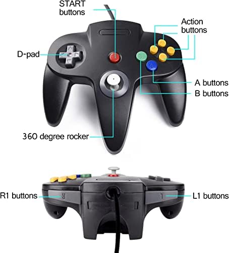 2 pacote controlador N64 com fio USB, Miadore Classic N64 PC Gamepad Joystick Controller para Windows PC Mac Linux Raspberry Pi