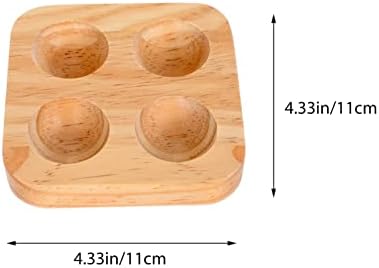 Gandea de ovo cozido da bandeja de ovo de ovo cozido de ovo de ovo de ovo de madeira 4 orifícios Placa de ovo, 1 portador de ovo de madeira pequeno para ovo para ovo, utilizável na geladeira de cozinha ou bancada para exibição ou armazenamento