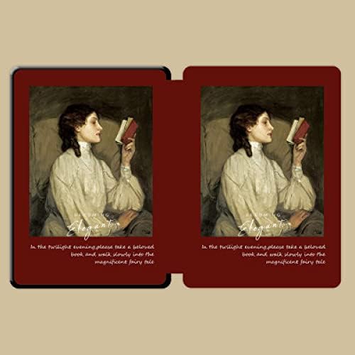 Caso para o novo Kindle - capa à prova de choque de couro com sono/acordar automático, mulher lendo