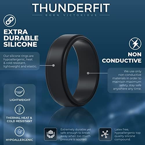 Thunderfit Silicone Wedding Rings for Men 7 Rings / 4 Rings / 1 anel - Etapa Bandas de noivado de borracha de design de