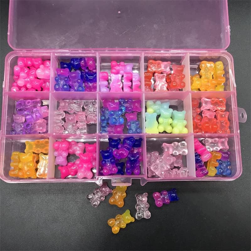 75pcs/60pcs/120pcs colorido unhas arte strass 3d fofo gancho urso resina gradiente de gem gradiente para unhas artes de manicure de