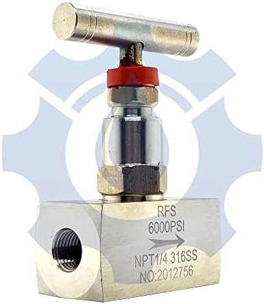 RFS Aço inoxidável 316 Válvula de agulha reta, conexão feminina de 1/2 NPT, até 6000 psi, 2 porto de serviço industrial