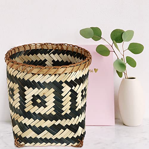 IPETBOOM Bamboo Lixo Can Can Wicker Wicker Rattan Rattan Woven Bin Bin Bin Flor Plantor Basket Basket Horsper Magazine