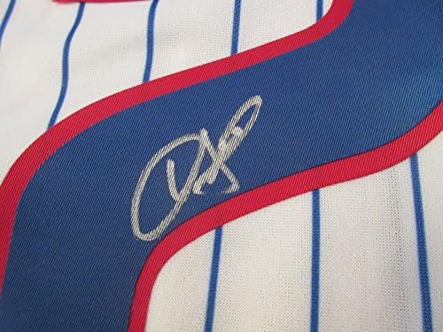 Dexter Fowler autografou a camisa de Chicago Cubs com prova, imagem de Dexter assinando para nós, Chicago Cubs, Houston Astros,