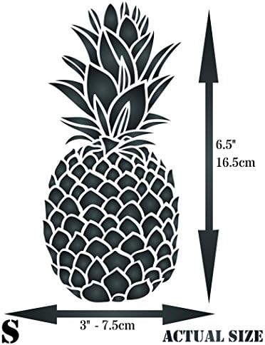 Estêncil de abacaxi, 3 x 6,5 polegadas - estênceis de parede de cozinha de vegetais de frutas para modelo de pintura